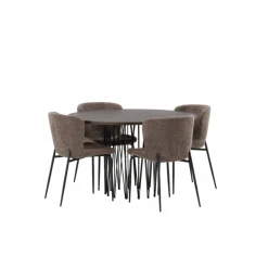 Rundt Spisebordssæt i Sten - Beige og Mocca