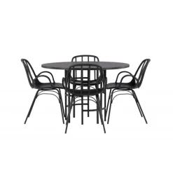Rundt Spisebordssæt København med Dyron stole - Sort