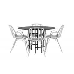 Rundt Spisebordssæt København med Dyron stole - Sort og Gråbeige