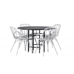 Rundt Spisebordssæt København med Dyron stole - Sort og Gråbeige