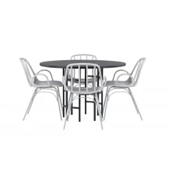 Rundt Spisebordssæt København med Dyron stole - Sort og Gråbeige