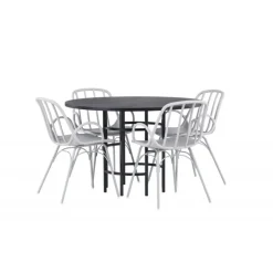 Rundt Spisebordssæt København med Dyron stole - Sort og Gråbeige