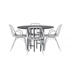 Rundt Spisebordssæt København med Dyron stole - Sort og Gråbeige