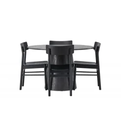 Rundt Spisebordssæt Lanzo med Montros stole - Sort
