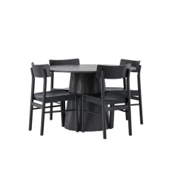 Rundt Spisebordssæt Lanzo med Montros stole - Sort