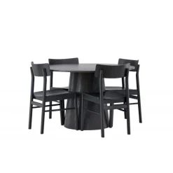 Rundt Spisebordssæt Lanzo med Montros stole - Sort
