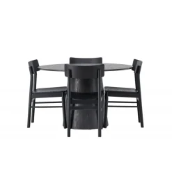 Rundt Spisebordssæt Lanzo med Montros stole - Sort