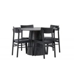 Rundt Spisebordssæt Lanzo med Montros stole - Sort