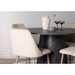 Rundt Spisebordssæt Lanzo med stole Night - Sort og Brun