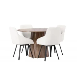 Rundt Spisebordssæt Lanzo med stole Rosie