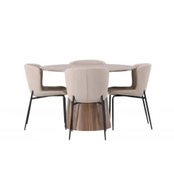 Rundt Spisebordssæt Lanzo med stole Modesto