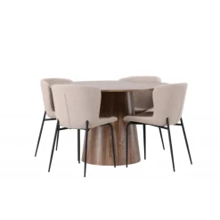 Rundt Spisebordssæt Lanzo med stole Modesto
