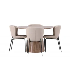 Rundt Spisebordssæt Lanzo med stole Modesto