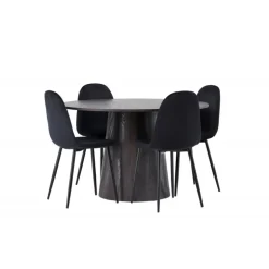 Rundt Spisebordssæt Lanzo med stole Polar - Sort