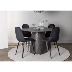 Rundt Spisebordssæt Lanzo med stole Polar - Sort