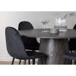 Rundt Spisebordssæt Lanzo med stole Polar - Sort