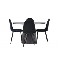 Rundt Spisebordssæt Lanzo med stole Polar - Sort