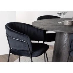 Rundt Spisebordssæt Lanzo med stole Selma - Sort