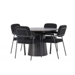 Rundt Spisebordssæt Lanzo med stole Yesterday - Sort