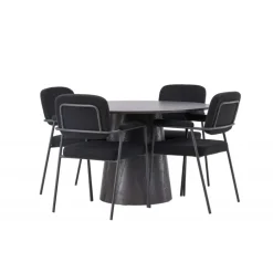 Rundt Spisebordssæt Lanzo med stole Yesterday - Sort