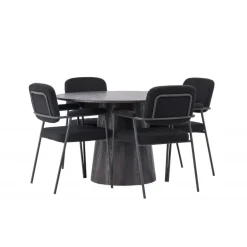 Rundt Spisebordssæt Lanzo med stole Yesterday - Sort