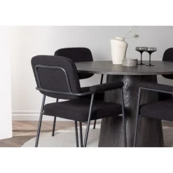 Rundt Spisebordssæt Lanzo med stole Yesterday - Sort