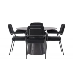 Rundt Spisebordssæt Lanzo med stole Yesterday - Sort