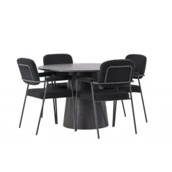Rundt Spisebordssæt Lanzo med stole Yesterday - Sort