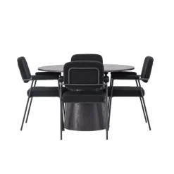 Rundt Spisebordssæt Lanzo med stole Yesterday - Sort