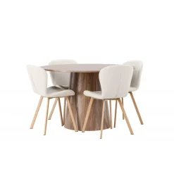 Rundt Spisebordssæt Lanzo med stole Lilja