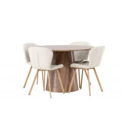 Rundt Spisebordssæt Lanzo med stole Lilja