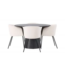 Rundt Spisebordssæt Lanzo med stole Berit - Beige og Sort