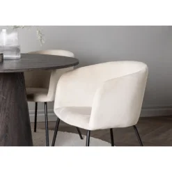 Rundt Spisebordssæt Lanzo med stole Berit - Beige og Sort