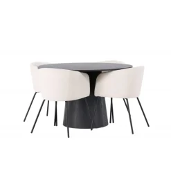 Rundt Spisebordssæt Lanzo med stole Berit - Beige og Sort