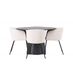 Rundt Spisebordssæt Lanzo med stole Berit - Beige og Sort