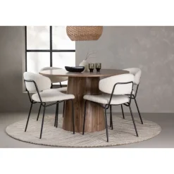 Rundt Spisebordssæt Lanzo med stole Chico