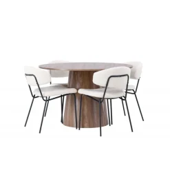 Rundt Spisebordssæt Lanzo med stole Chico