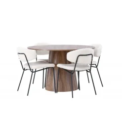 Rundt Spisebordssæt Lanzo med stole Chico