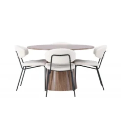 Rundt Spisebordssæt Lanzo med stole Chico