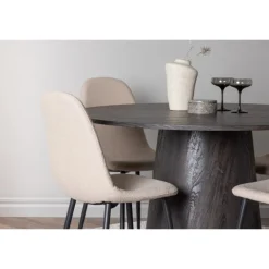 Rundt Spisebordssæt Lanzo med Polar stole - Beige og Sort