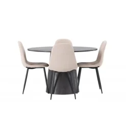 Rundt Spisebordssæt Lanzo med Polar stole - Beige og Sort