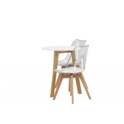 Rundt Spisebordssæt Leonora med stolene Edvin - Transparent og Hvid