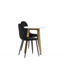 Rundt Spisebordssæt Leonora med stole Polar - Sort og Hvid