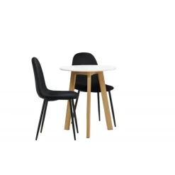 Rundt Spisebordssæt Leonora med stole Polar - Sort og Hvid