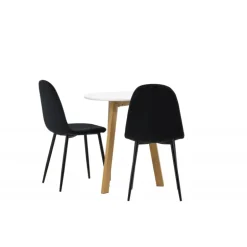 Rundt Spisebordssæt Leonora med stole Polar - Sort og Hvid