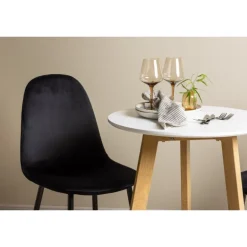 Rundt Spisebordssæt Leonora med stole Polar - Sort og Hvid