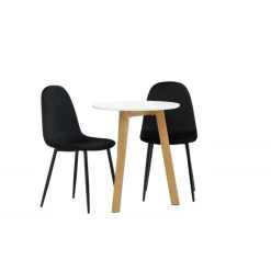 Rundt Spisebordssæt Leonora med stole Polar - Sort og Hvid