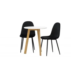 Rundt Spisebordssæt Leonora med stole Polar - Sort og Hvid