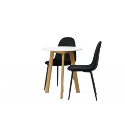 Rundt Spisebordssæt Leonora med stole Polar - Sort og Hvid