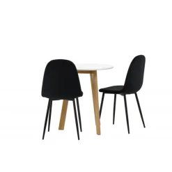 Rundt Spisebordssæt Leonora med stole Polar - Sort og Hvid